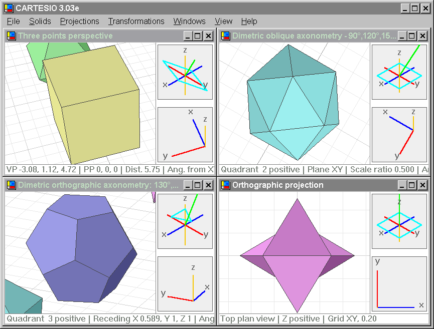 Geometry Projections Cad Education Freeware Cartesio 3 03e